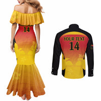 Custom Papua New Guinea Cricket Couples Matching Mermaid Dress and Long Sleeve Button Shirt 2024 Go PNG