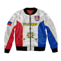 Personalised Philippines Rugby Bomber Jacket Pacific Pilipinas Go Tamaraws LT14 Unisex White - Polynesian Pride