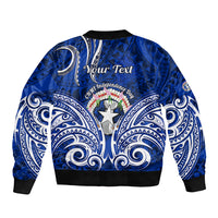Personalised Independence Day CNMI Sleeve Zip Bomber Jacket Northern Mariana Islands Tribal Tattoo Pattern LT14 - Polynesian Pride