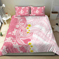 Pink Hawaii Shark Tattoo Bedding Set Puakenikeni Lei Plumeria Polynesian Pattern