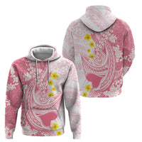 Pink Hawaii Shark Tattoo Hoodie Puakenikeni Lei Plumeria Polynesian Pattern