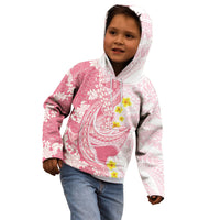 Pink Hawaii Shark Tattoo Kid Hoodie Puakenikeni Lei Plumeria Polynesian Pattern