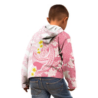 Pink Hawaii Shark Tattoo Kid Hoodie Puakenikeni Lei Plumeria Polynesian Pattern
