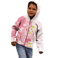 Pink Hawaii Shark Tattoo Kid Hoodie Puakenikeni Lei Plumeria Polynesian Pattern