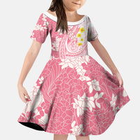 Pink Hawaii Shark Tattoo Kid Short Sleeve Dress Puakenikeni Lei Plumeria Polynesian Pattern LT14 KID Pink - Polynesian Pride