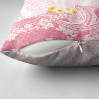 Pink Hawaii Shark Tattoo Pillow Cover Puakenikeni Lei Plumeria Polynesian Pattern