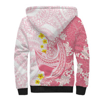 Pink Hawaii Shark Tattoo Sherpa Hoodie Puakenikeni Lei Plumeria Polynesian Pattern LT14 - Polynesian Pride