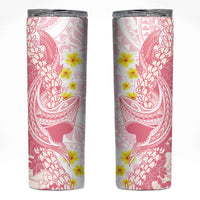 Pink Hawaii Shark Tattoo Skinny Tumbler Puakenikeni Lei Plumeria Polynesian Pattern LT14 Pink - Polynesian Pride