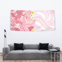 Pink Hawaii Shark Tattoo Tapestry Puakenikeni Lei Plumeria Polynesian Pattern
