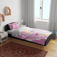 Purple Hawaii Shark Tattoo Bedding Set Puakenikeni Lei Plumeria Polynesian Pattern