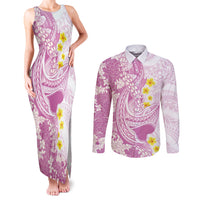 Purple Hawaii Shark Tattoo Couples Matching Tank Maxi Dress and Long Sleeve Button Shirt Puakenikeni Lei Plumeria Polynesian Pattern LT14 Purple - Polynesian Pride