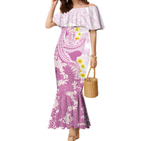 Purple Hawaii Shark Tattoo Family Matching Mermaid Dress and Hawaiian Shirt Puakenikeni Lei Plumeria Polynesian Pattern LT14 Mom's Dress Purple - Polynesian Pride