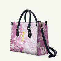 Purple Hawaii Shark Tattoo Leather Bag Puakenikeni Lei Plumeria Polynesian Pattern