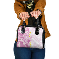 Purple Hawaii Shark Tattoo Shoulder Handbag Puakenikeni Lei Plumeria Polynesian Pattern