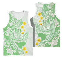 Green Hawaii Shark Tattoo Basketball Jersey Puakenikeni Lei Plumeria Polynesian Pattern