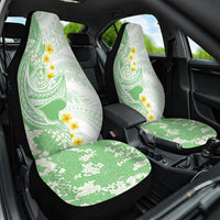 Green Hawaii Shark Tattoo Car Seat Cover Puakenikeni Lei Plumeria Polynesian Pattern