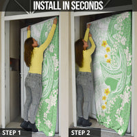 Green Hawaii Shark Tattoo Door Cover Puakenikeni Lei Plumeria Polynesian Pattern