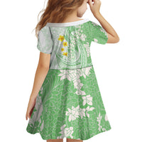 Green Hawaii Shark Tattoo Family Matching Off Shoulder Short Dress and Hawaiian Shirt Puakenikeni Lei Plumeria Polynesian Pattern LT14 - Polynesian Pride