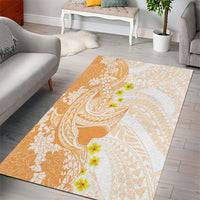 Orange Hawaii Shark Tattoo Area Rug Puakenikeni Lei Plumeria Polynesian Pattern