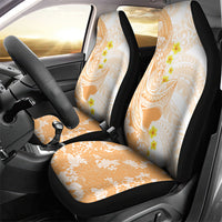 Orange Hawaii Shark Tattoo Car Seat Cover Puakenikeni Lei Plumeria Polynesian Pattern