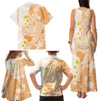 Orange Hawaii Shark Tattoo Family Matching Tank Maxi Dress and Hawaiian Shirt Puakenikeni Lei Plumeria Polynesian Pattern LT14 - Polynesian Pride