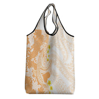 Orange Hawaii Shark Tattoo Grocery Bag Puakenikeni Lei Plumeria Polynesian Pattern