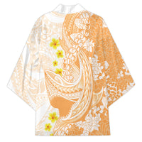 Orange Hawaii Shark Tattoo Kimono Puakenikeni Lei Plumeria Polynesian Pattern