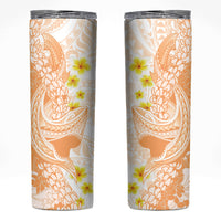 Orange Hawaii Shark Tattoo Skinny Tumbler Puakenikeni Lei Plumeria Polynesian Pattern LT14 Orange - Polynesian Pride