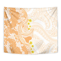 Orange Hawaii Shark Tattoo Tapestry Puakenikeni Lei Plumeria Polynesian Pattern