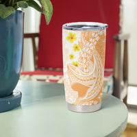 Orange Hawaii Shark Tattoo Tumbler Cup Puakenikeni Lei Plumeria Polynesian Pattern