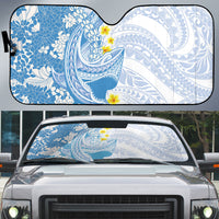 Blue Hawaii Shark Tattoo Auto Sun Shade Puakenikeni Lei Plumeria Polynesian Pattern