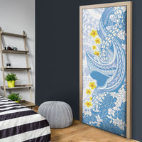 Blue Hawaii Shark Tattoo Door Cover Puakenikeni Lei Plumeria Polynesian Pattern
