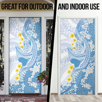 Blue Hawaii Shark Tattoo Door Cover Puakenikeni Lei Plumeria Polynesian Pattern