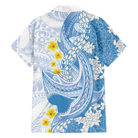 Blue Hawaii Shark Tattoo Family Matching Tank Maxi Dress and Hawaiian Shirt Puakenikeni Lei Plumeria Polynesian Pattern LT14 - Polynesian Pride