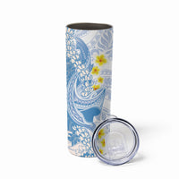 Blue Hawaii Shark Tattoo Skinny Tumbler Puakenikeni Lei Plumeria Polynesian Pattern LT14 - Polynesian Pride