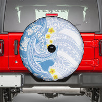 Blue Hawaii Shark Tattoo Spare Tire Cover Puakenikeni Lei Plumeria Polynesian Pattern