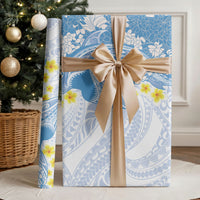 Blue Hawaii Shark Tattoo Wrapping Paper Puakenikeni Lei Plumeria Polynesian Pattern