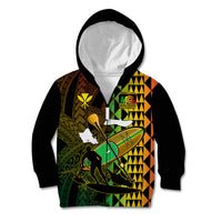 Paddle Board Hawaii Kid Hoodie Molokai 2 Oahu World Championships Kakau Pattern LT14 Zip Hoodie Black - Polynesian Pride