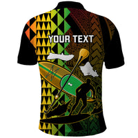 Custom Paddle Board Hawaii Polo Shirt Molokai 2 Oahu World Championships Kakau Pattern LT14 - Polynesian Pride