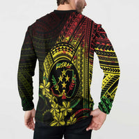 Reggae Kosrae Liberation Day Button Sweatshirt September 8 Polynesian Tattoo - Polynesian Pride
