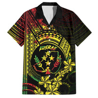Reggae Kosrae Liberation Day Family Matching Off Shoulder Short Dress and Hawaiian Shirt September 8 Polynesian Tattoo - Polynesian Pride