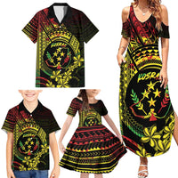 Reggae Kosrae Liberation Day Family Matching Summer Maxi Dress and Hawaiian Shirt September 8 Polynesian Tattoo - Polynesian Pride