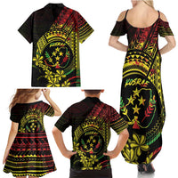 Reggae Kosrae Liberation Day Family Matching Summer Maxi Dress and Hawaiian Shirt September 8 Polynesian Tattoo - Polynesian Pride