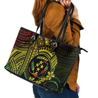 Reggae Kosrae Liberation Day Leather Tote Bag September 8 Polynesian Tattoo - Polynesian Pride