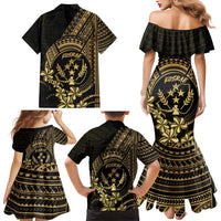 Gold Kosrae Liberation Day Family Matching Mermaid Dress and Hawaiian Shirt September 8 Polynesian Tattoo - Polynesian Pride