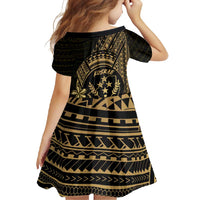 Gold Kosrae Liberation Day Family Matching Off Shoulder Maxi Dress and Hawaiian Shirt September 8 Polynesian Tattoo - Polynesian Pride