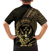 Gold Kosrae Liberation Day Family Matching Summer Maxi Dress and Hawaiian Shirt September 8 Polynesian Tattoo - Polynesian Pride