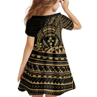 Gold Kosrae Liberation Day Family Matching Summer Maxi Dress and Hawaiian Shirt September 8 Polynesian Tattoo - Polynesian Pride