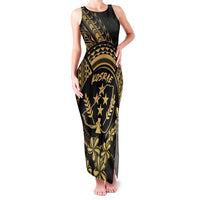 Gold Kosrae Liberation Day Family Matching Tank Maxi Dress and Hawaiian Shirt September 8 Polynesian Tattoo - Polynesian Pride