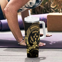Gold Kosrae Liberation Day Tumbler With Handle September 8 Polynesian Tattoo - Polynesian Pride